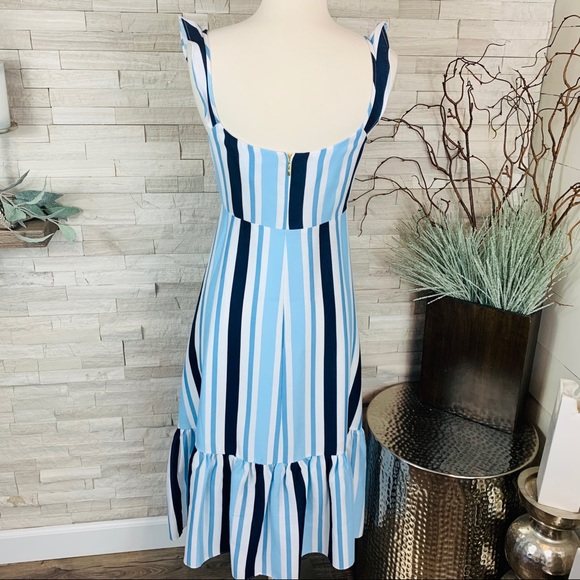 Draper James NWT Stripe Midi Dress White/Blue $250 - Picture 8 of 14